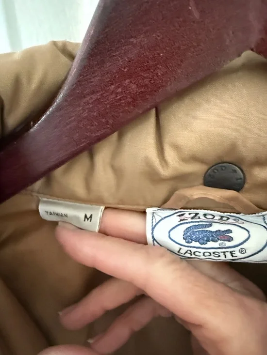 Lacoste Men's Tan Lightweight Raincoat/parka with Green Crocodile Logo - Picture 10 of 12